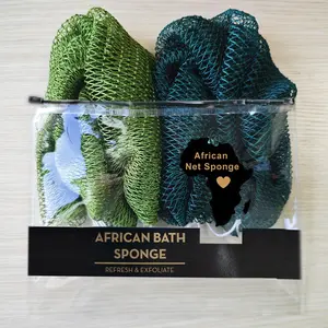 2 Piece African Exfoliating Net Sponge Bundle, Ethically Sourced from Nigeria Bath Sponge Bath Sponge Shower Body Care Tool Bathroom Accessories