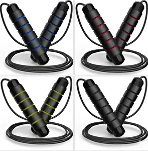 Adjustable Jump Rope, Tangle-Free Steel Cable with Ball Bearings, Foam Handles, Lightweight & Portable for Women and Men