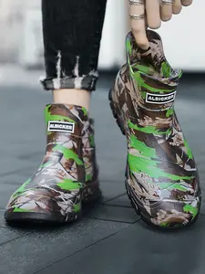 Lightweight Men's Camouflage Ankle Rain Boots, Waterproof Rain Boots, Durable Breathable Material, All-Season Protection, Outdoor Work & Daily Comfort