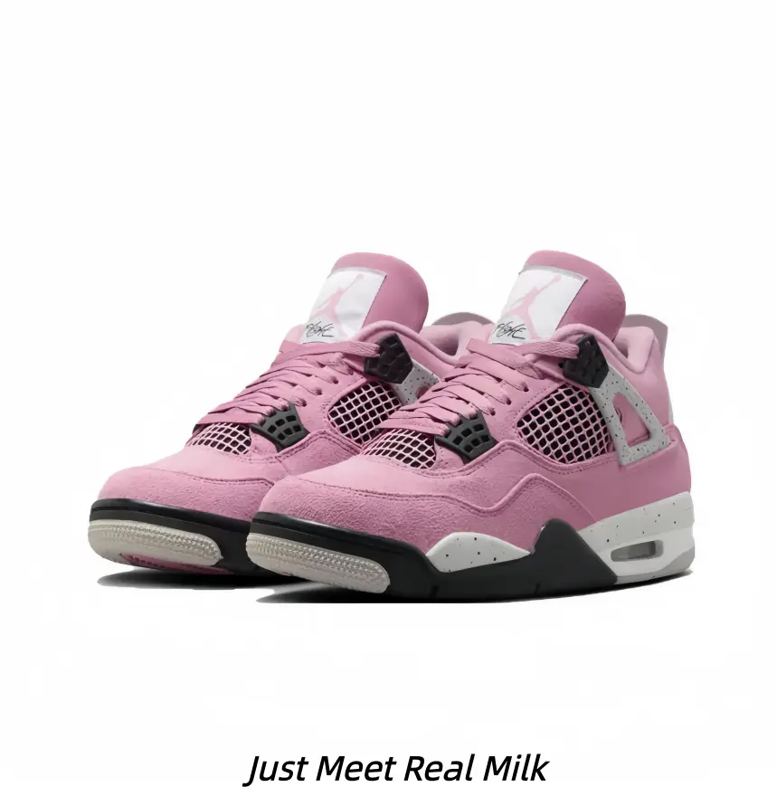 Pink Matte Suede Mid Top Sneakers Black Honeycomb Mesh Panels Speckled White Side Accent Visible Cushion Midsole Retro Street Basketball Shoes For Women