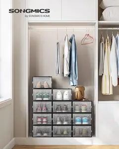 Springtok SONGMICS HOME Shoe Boxes Stackable & Foldable White US Size 11 (Fit) Shoe Storage Organizers