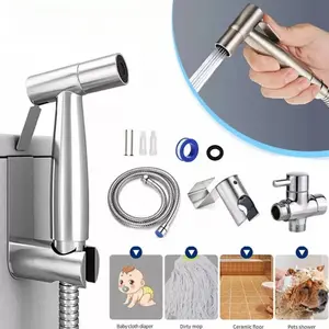 Stainless Steel Toilet Shattaf Bidet Sprayer – Handheld Shower Head with Hose, Adjustable Jet Spray for