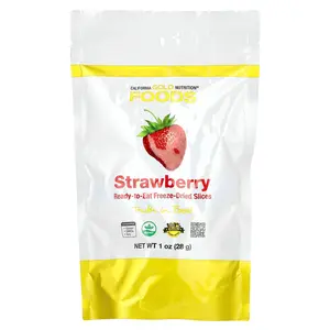 California Gold Nutrition Foods, Freeze-Dried Strawberry, Ready to Eat Whole Freeze-Dried Slices, 1 oz (28 g)
