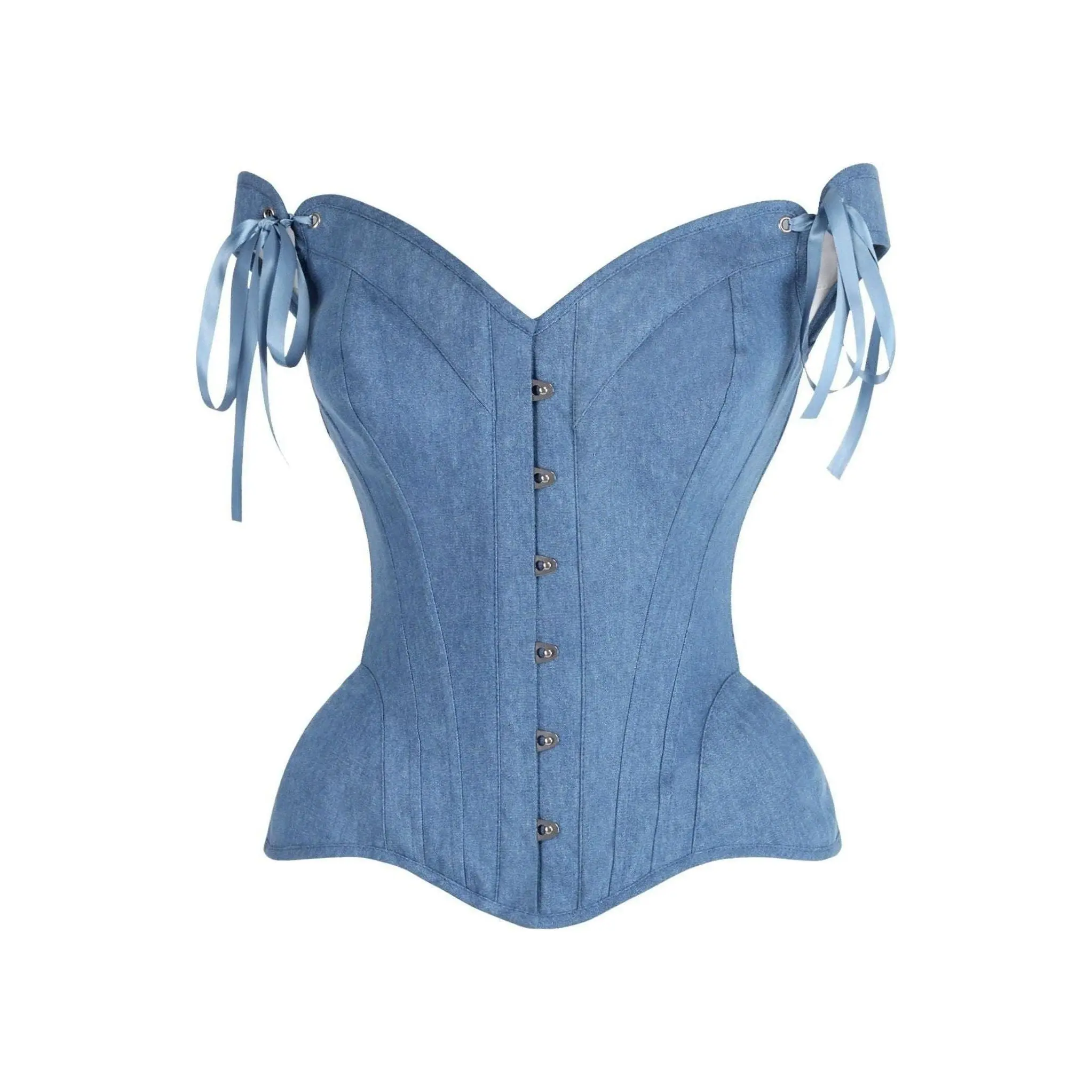 LIMITED EDITION Top Drawer Blue Denim Steel Boned Corset w/Straps