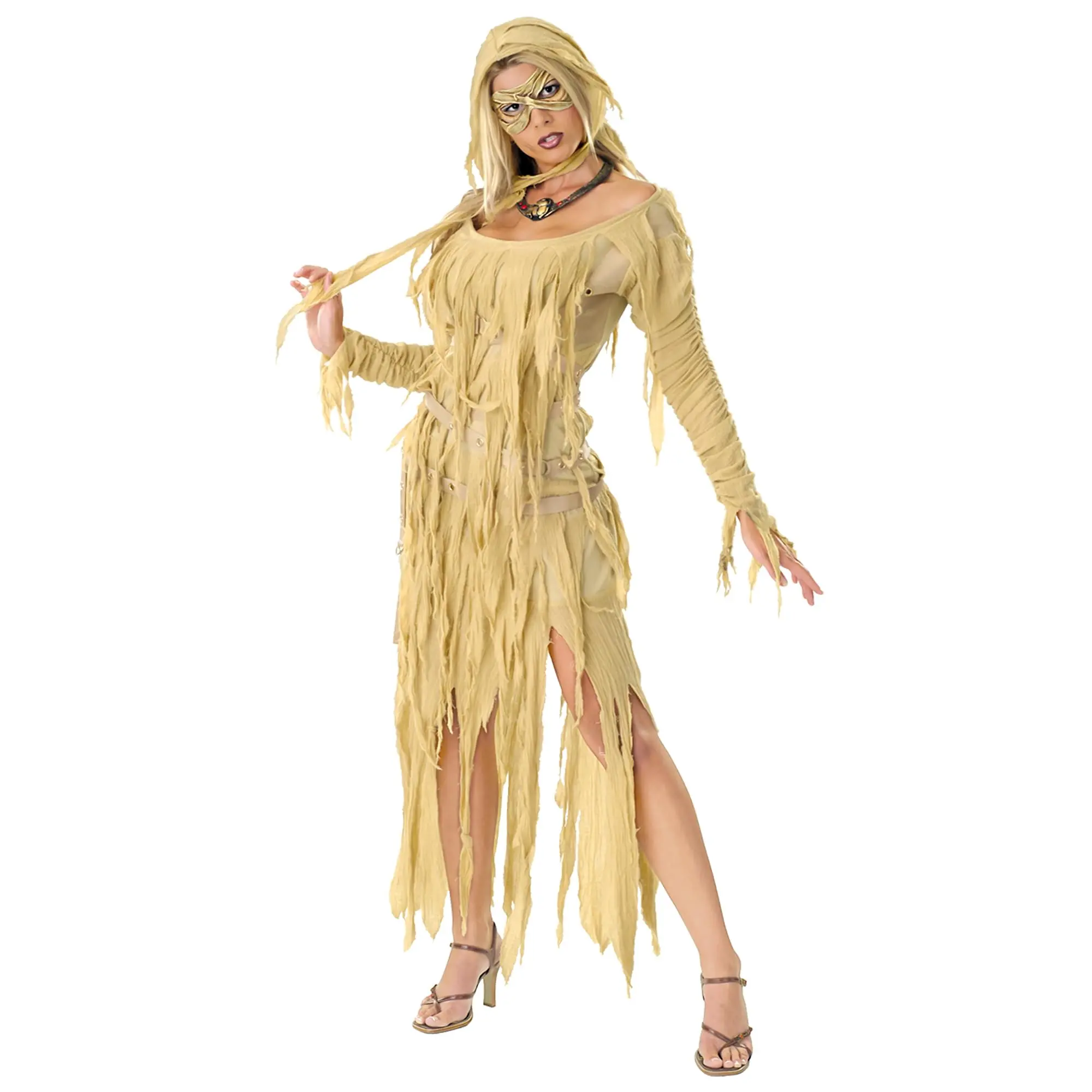 Women's Cute Mummy Queen Standard Adult Costume Dress, Halloween Clothes, Matching Accessories