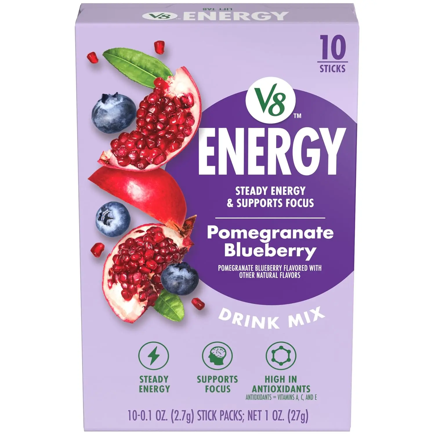 Energy Pomegranate Blueberry Energy Drink Powder, .10 oz Packet (10 Count)