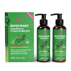Eco Finest Organic Rosemary & Peppermint Shampoo & Conditioner Set for Women & Men - Natural Thickening & Strengthening with Hydrolyzed Keratin for Thinning Hair & Hair Loss 7 fl.ozx2pcs