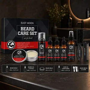 Mens Beard Care Set Includes Beard Shampoo Beard Oil Beard Cream and Leave In Conditioner Premium Fathers Day Gift Groomed Maintenance