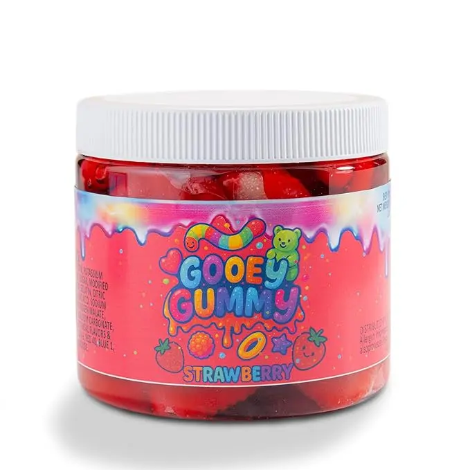 Sour Gooey Gummies – Strawberry Flavor – Wet & Sticky Candy Snack with Sour Ooze – Sweet & Tangy Strawberry Treat – 22 oz Jar