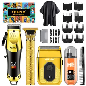 Wireless men's hair clipper, beard trimmer, Usb rechargeable trimmer - with LED display screen, USB cordless charging, compound shaver, suitable for home and hairdressing - set, perfect Father's Day gift