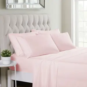 6 Piece Sheet Set, Deluxe Ultra Soft 1500 Series, Double Brushed Microfiber by Sweet Home Collection®- Full, Pale Pink