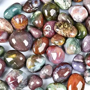 Natural Ocean Jasper Crystal Polished Stone, Tumbled Stones, 100g/3.5oz Colorful Crystal Stone, Flower Pot Decoration, Jewelry Making Supplies