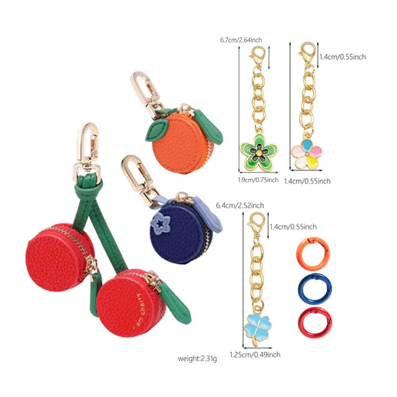 Fruit Shape Cherry Design Fruit Charm Coin Purse Blueberry Peach Cute Key Chain Mini Pouch Wallet Gift For Airtag Girl Women bag charms purse charms bag charm purse accessories cherry charm for bag