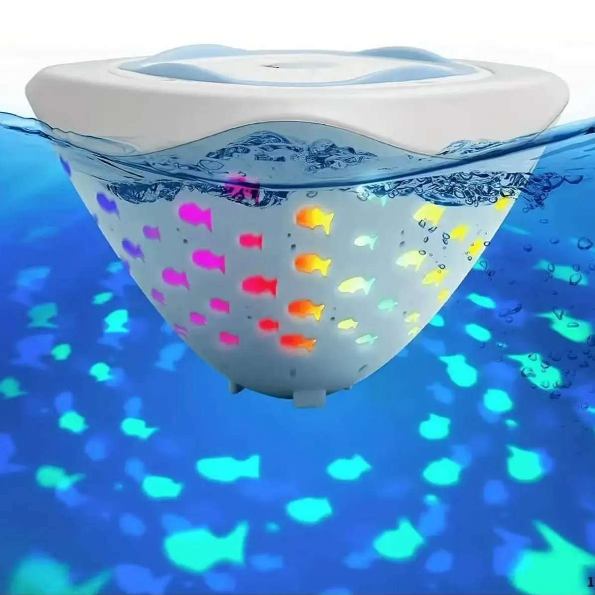 LED Pool Light with Floating Fish Projection, Ip67 Multi-Color Underwater Fountain Lamp, Battery Powered, Outdoor Waterproof Lights, Party Decoration, Pond & Bathtub Entertainment