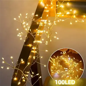 Copper Wire Firecracker Light String USB Powered, 50/100 LED, 8 Lighting Modes, Ideal for Ceiling, Wreath, Party, Wedding, Christmas Tree Decor