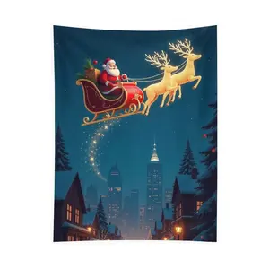 Custom-made tapestry (peach skin fleece) (with hooks) vertical board Candy Cane & Mint Candy, Red-white Stripes, Sweet Style