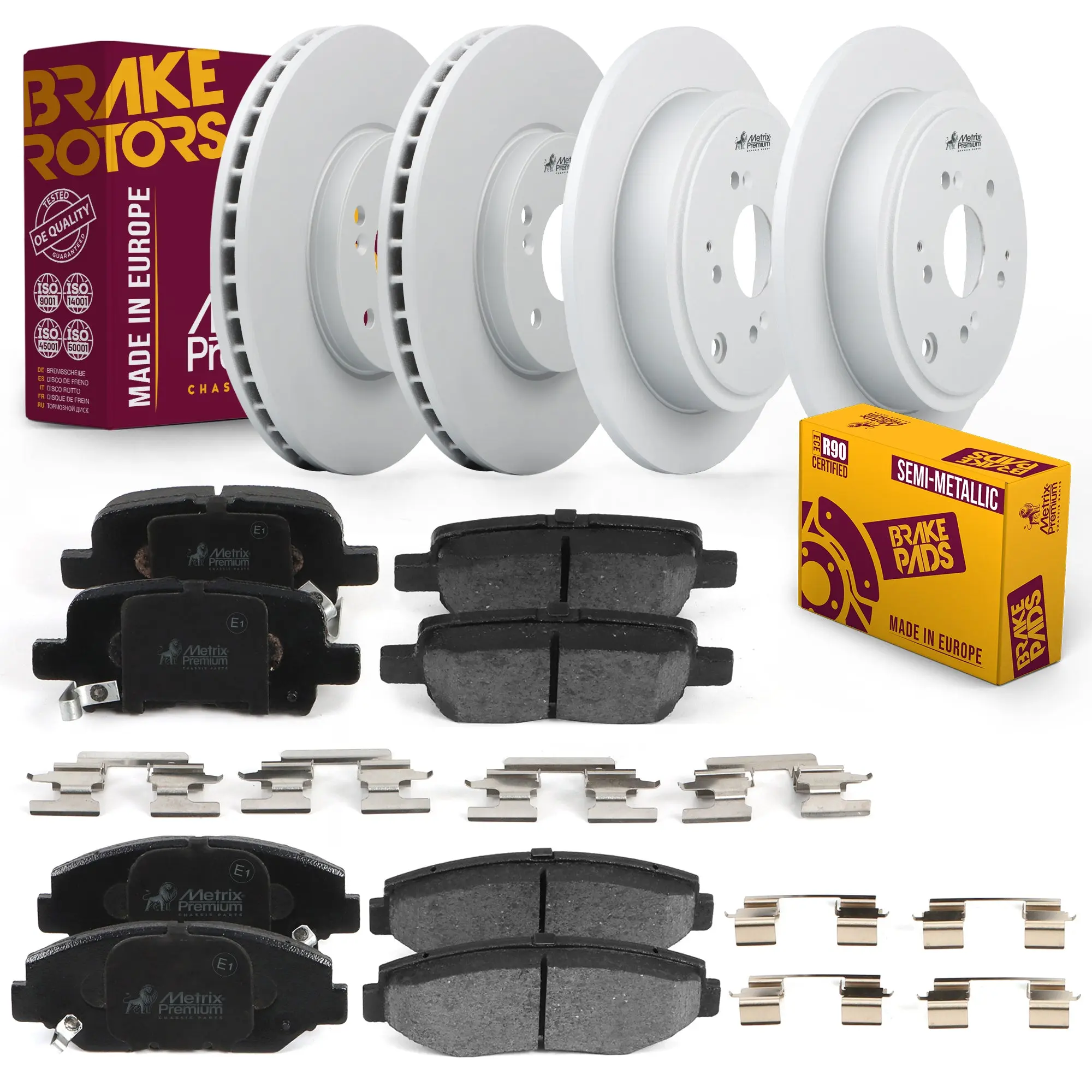6 PC Front & Rear Brake Rotor & Semi-Metallic Disc Brake Pad Kit 95962MT