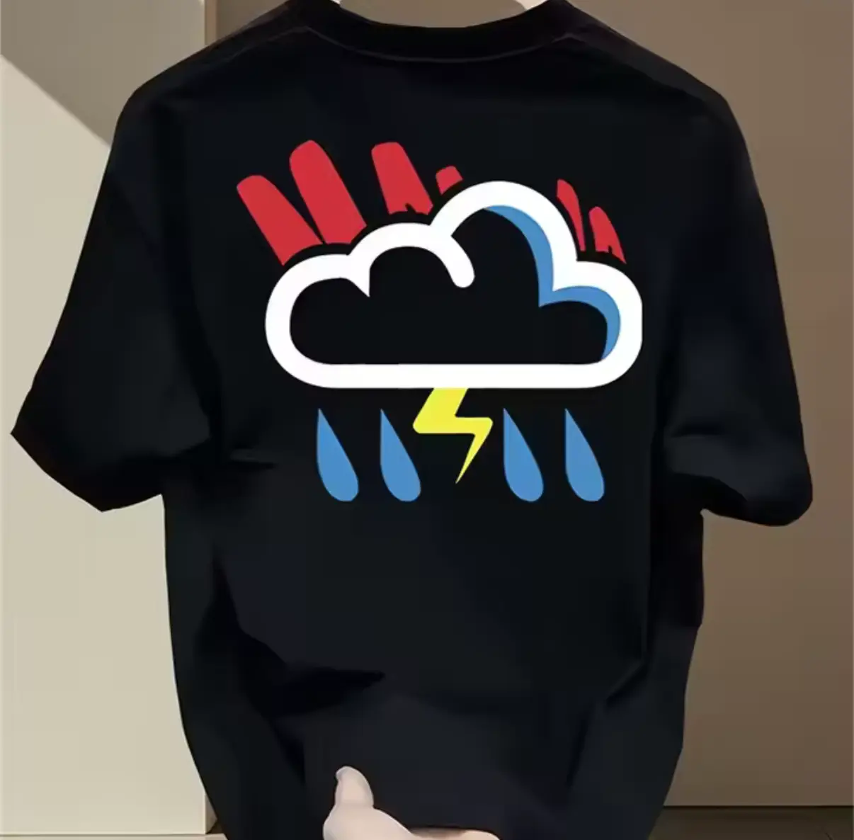 Cotton Short Sleeve T-Shirt Cloud Lightning Graphic Tee Unisex Casual Streetwear Top Perfect Gift For Couple Daily Holiday Outfit,Casual Street Tee Best Gift For Couple Daily Summer Holiday