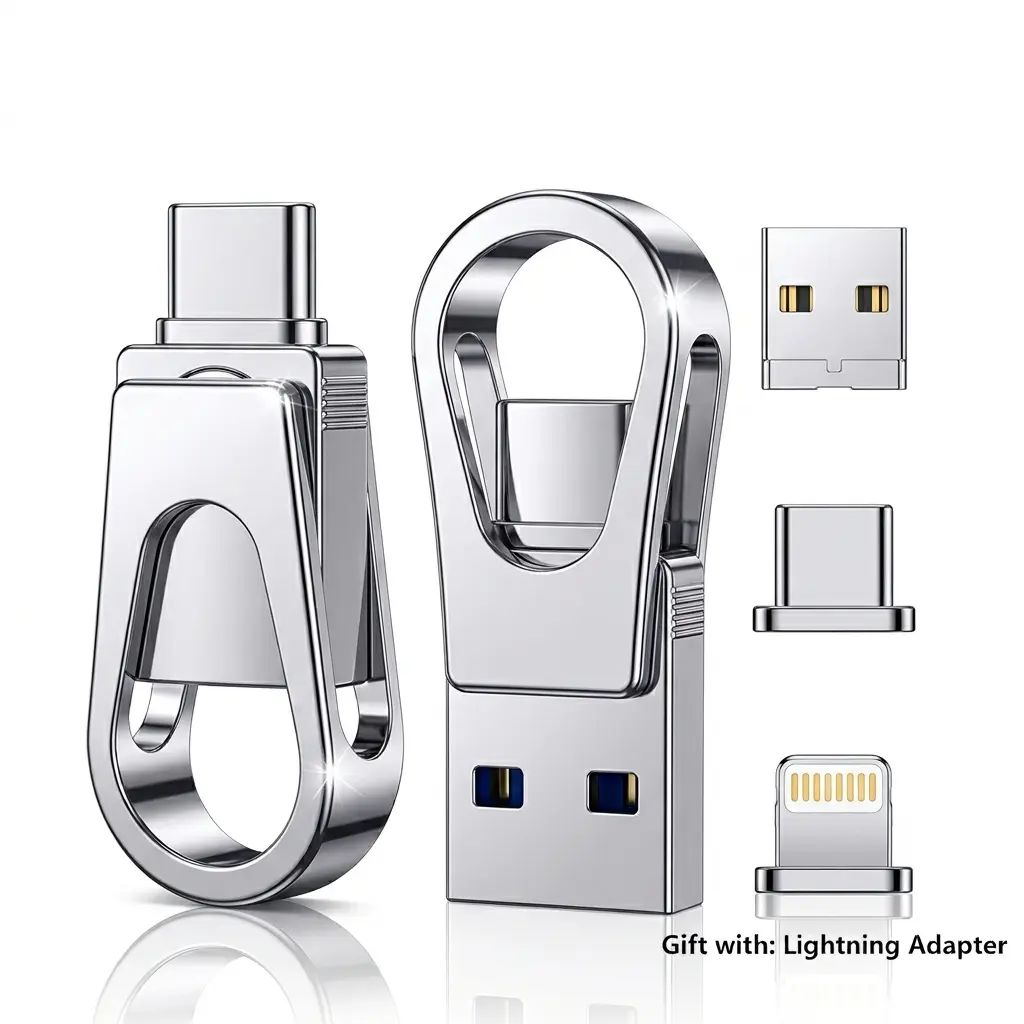 USB Flash Drive 3-in-1, Type-C OTG Dual Interface, Large Capacity Memory Stick, No App ,Needed, Compatible with iOS Android , for Phone Computer ,Student Office Use