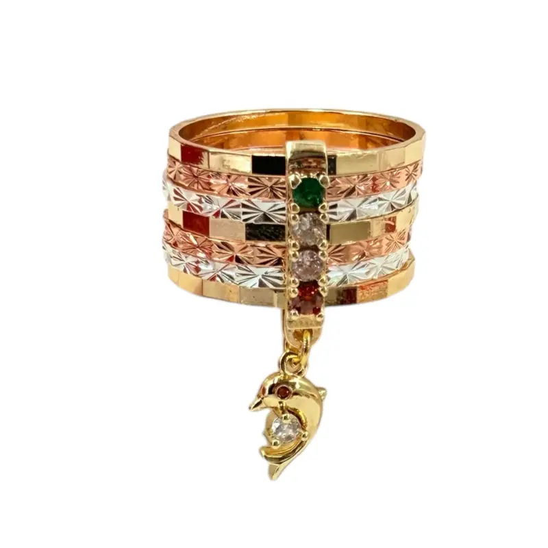 Weekly Ring with Dolphin Charm, 14k Gold Plated