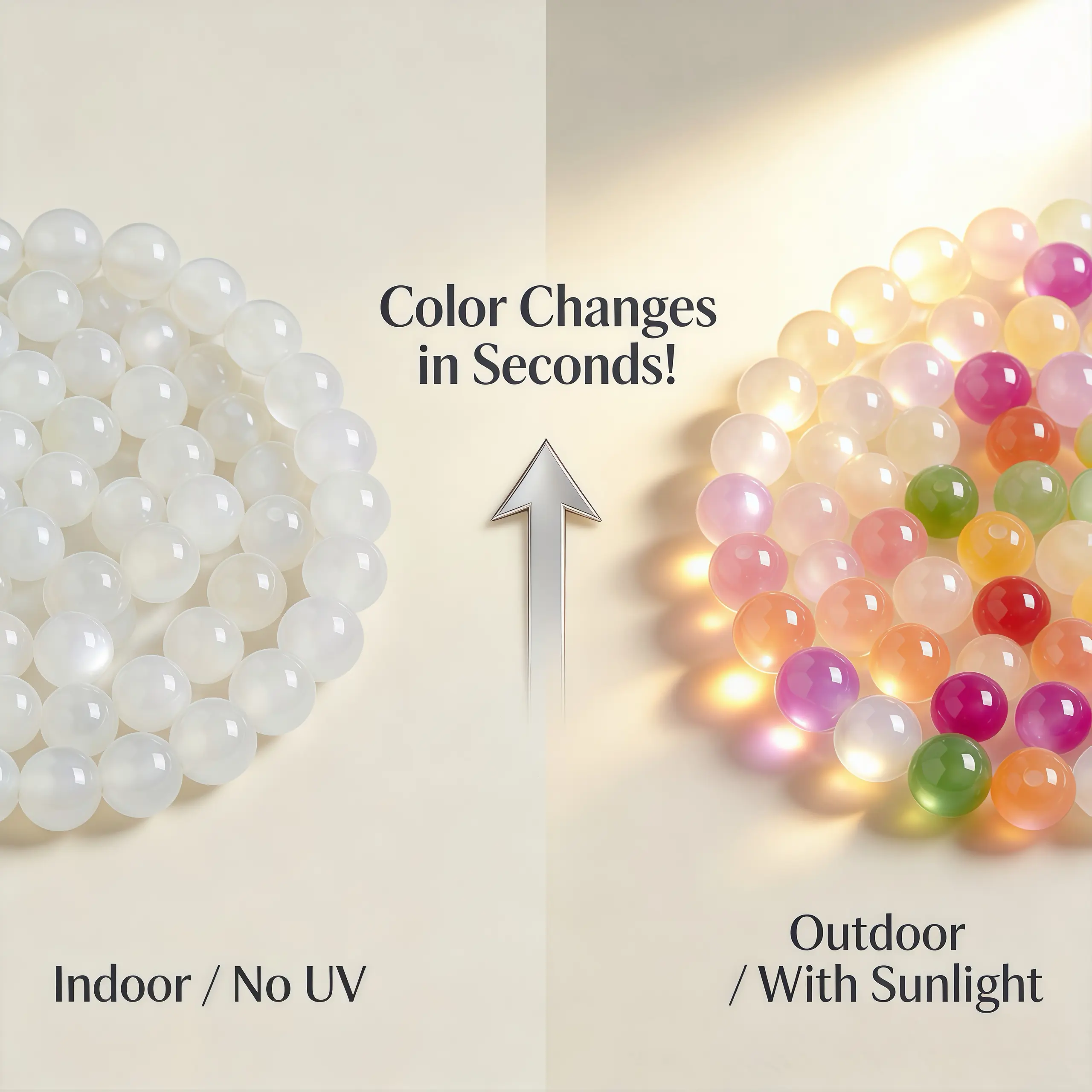 Sun-Reactive UV Color Changing Beads, 10mm Round 2-Style Beads for DIY Jewelry Bracelet Making Home Craft Supplies