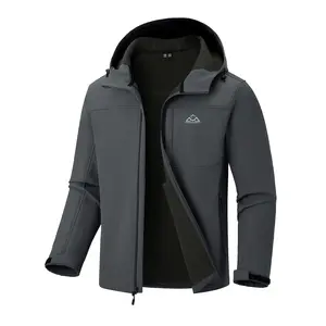 YSENTO Men's Softshell Jacket Fall Winter Warm Fleece Lined Hooded Jacket Lightweight Windbreaker Casual Coats with Pockets