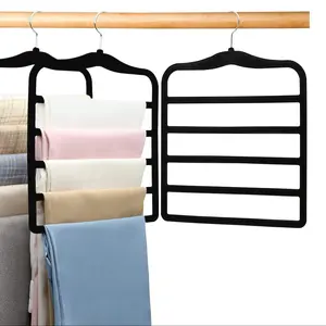 3 Piece Storage Hanger Set, Space-Saving Velvet Pants Rack, Multi-Layer Plastic Hangers, Organize Clothes Efficiently, Durable Design
