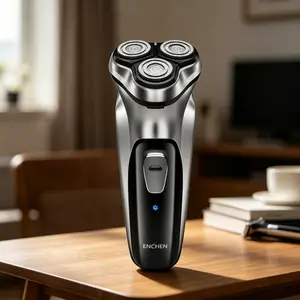 Enchen Blackstone Electric Shaver, Sleek Metallic 3D Rotary Razor, 5w Power, Independent Floating Heads, Men's Daily Grooming Tool