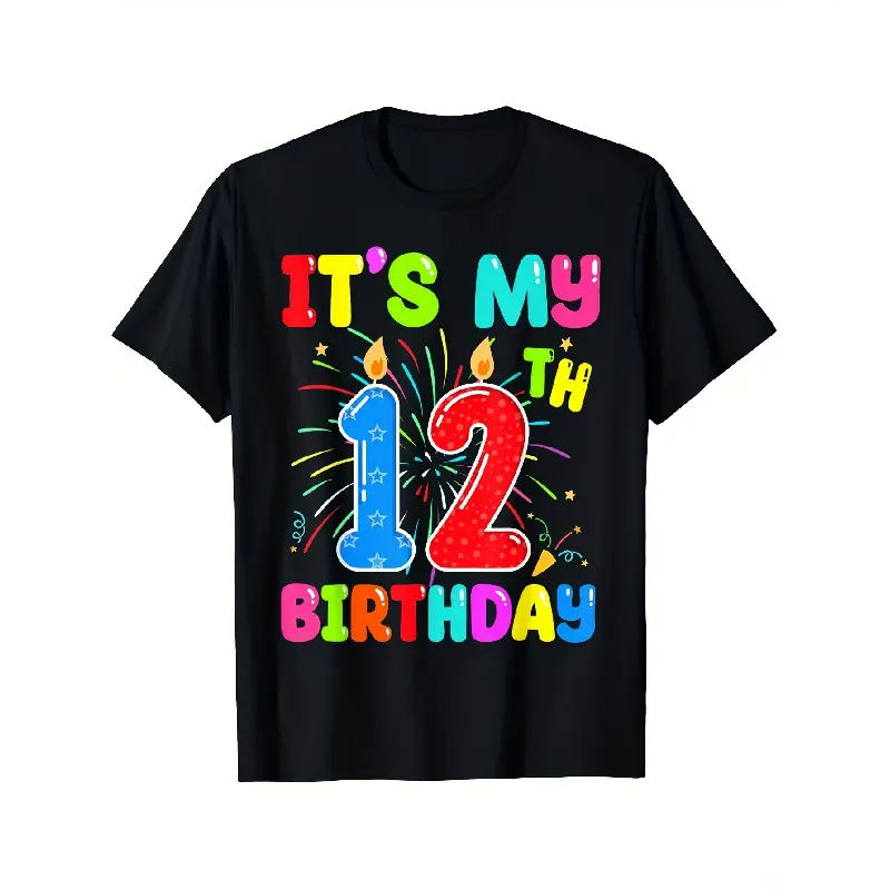 "It's My 12th Birthday" Graphic T-Shirt for 12 Year Old Boys & Girls, Cool Vintage Style Fashion Top for Parties, Comfortable All-Season Wear, Fashion T Shirt, Cool Graphic Tee, Graphic Printed Tees