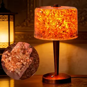 USB Crystal Salt Lamp, Touch Switch Height 11.4 Inches, Handmade Night Light Indoor Light Decorative Light Bedside Table Lamp Atmosphere Lamp, Birthday Gift, Valentine's Day Gift
