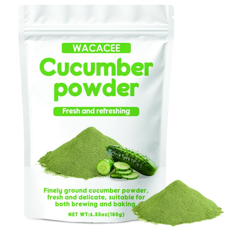 WACACEE Low-Temperature Dehydrated Fresh Cucumber Powder - 6.35oz (180g), 24-Month Shelf Life, Natural Fragrance, No Additives/Preservatives, Easy-Dissolving, Fresh & Refreshing, All Ages, Healthier Choice, Beverage/Home Light Meal Ingredient, 24 Months,