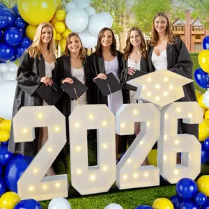 2026 Graduation Party Decorations 2.3FT Pre-Cut 2026 Marquee Numbers Sign with Light Mosaic Foam Board Includes Glue Gun Balloons for Kindergarten Preschool College Prom