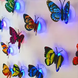 3D Butterfly LED Lamp with Random Colors, Cute Simulation Butterfly Wall Stickers - Whimsical Home Decor, Romantic Bedroom Accessories, Girl Room Decor for New Year Gifts