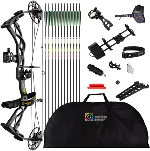 Sanlida Archery Dragon X9 Ready to Hunt Compound Bow Package for Adults, Archery Compound Bow and Arrow Set, 0-70 Lbs Draw Weight, No Bow Press Needed, Limited Life-time Warranty