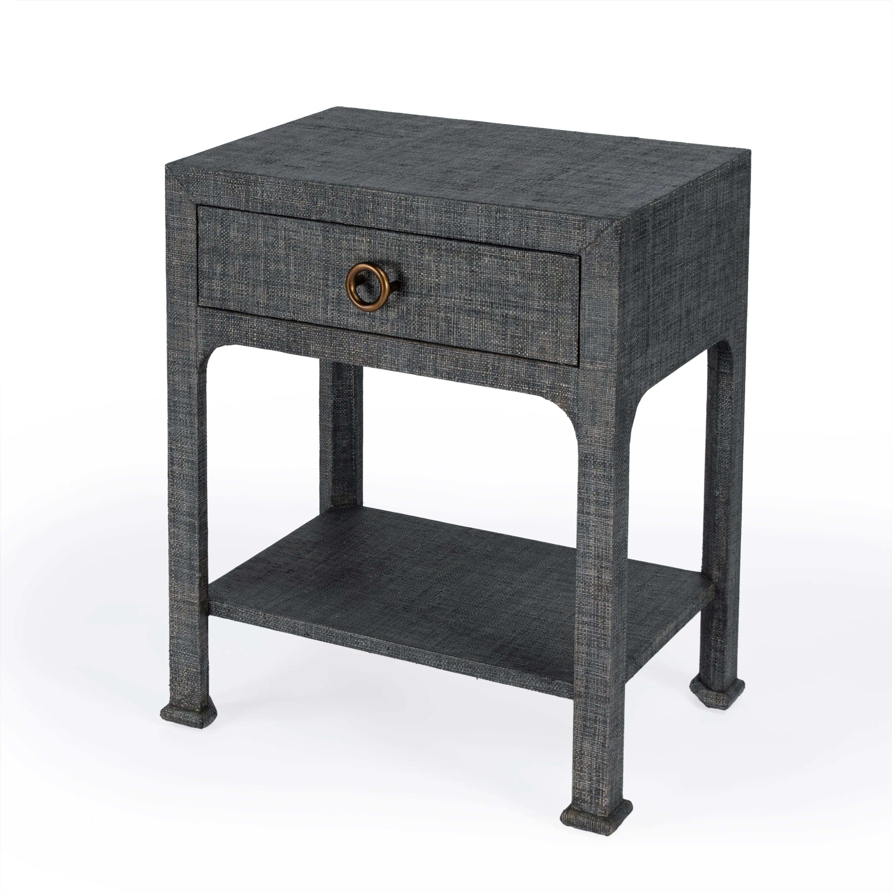 Butler Specialty Company Chatham 23 in. W Rectangular Raffia 1 Drawer Nightstand with Lower Open Shelf, Charcoal