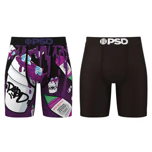 PSD Men's TikTok Exclusive Boxer Brief Bundle - Purp Wok + Black Solid Boxer Brief 2-Pack, Standard Length 7 Inch Inseam Boxer Briefs, Soft Breathable and Stretchy Menswear