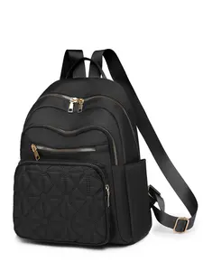 Fashionable Quilted Design Backpack, Casual Large Capacity City Comm Backpack for Work, Commuting, and Campus Use, Suitable for Women, Students, and Professionals, Quilted Casual Daypack, Quilted Nylon Backpack