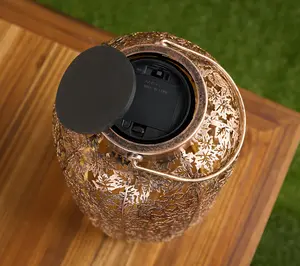 Girl Next Door 12" Tall Illuminated Fall Harvest Leaves Lantern