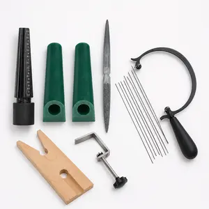 8Pcs Jewelry Saw Frame Kit, Jewellery-Making Tools Set with Saw Blades, Bench Pin Clamp, File, Ring Mandrel for Ring Making & Repair