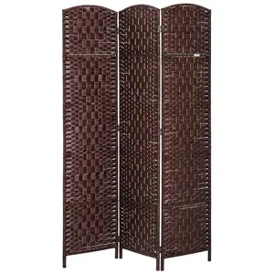 6' Tall Wicker Weave 3 Panel Room Divider Privacy Screen - Brown,Folding (Using high-quality and premium materials),Room Dividers,Room Divider Privacy Screens,for Home Office Bedroom,,Patio Privacy Screen for Garden, Balcony ,Stable and sturdy