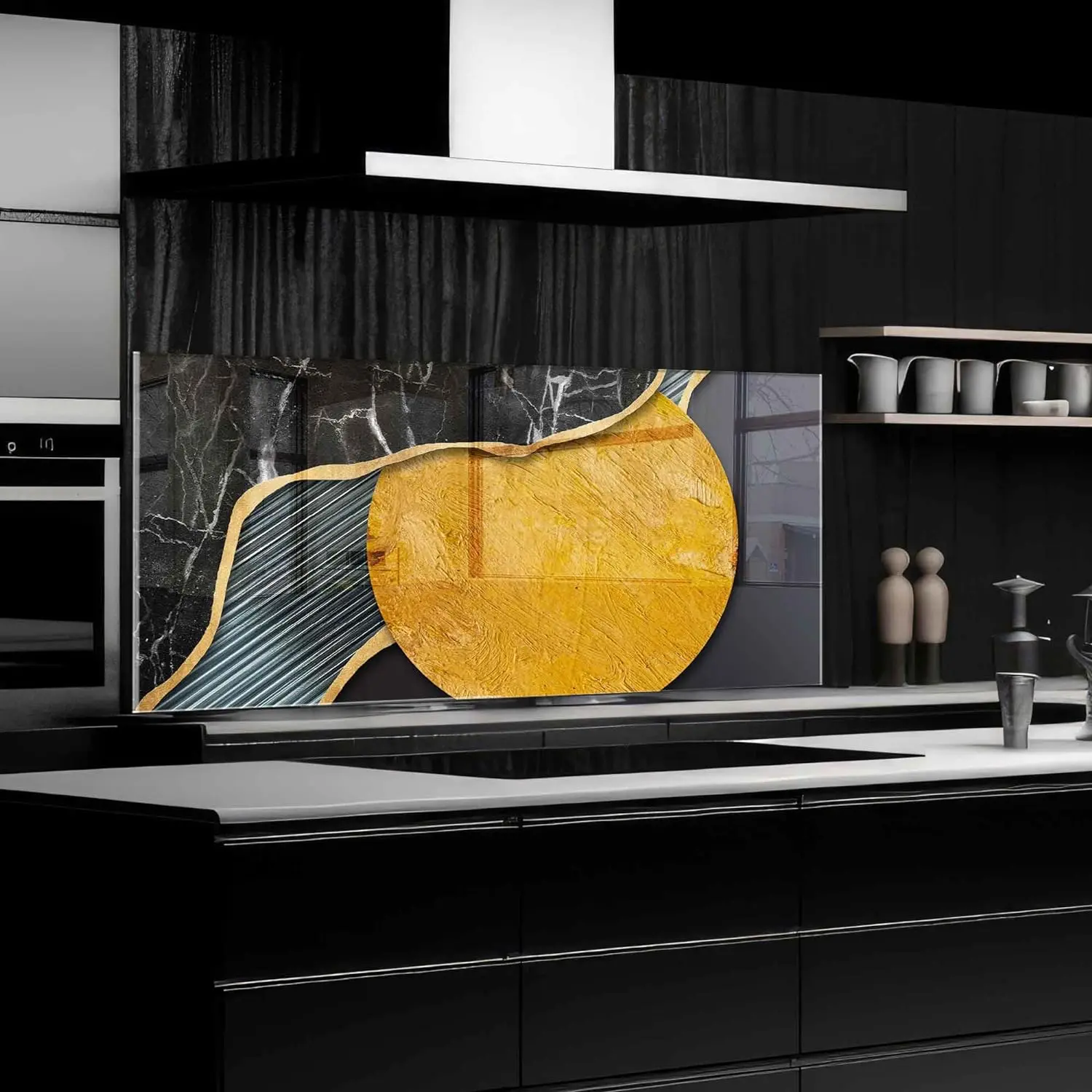 GCKG Abstract geometric design modern background Tempered Glass Kitchen Backsplash, Stove Back Cover, Stove Splashback, Cutting Board, Kitchen Wall Decor