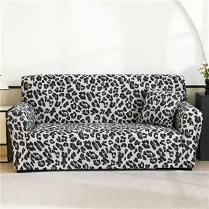 Leopard Print Sofa Cover with 1 Pillowcase, 1 Count Soft Comfortable Breathable Elastic Washable Sofa Slipcover, Couch Cover, Sofa Protector for Home Living Room, Bedroom, Hotel