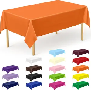 12 PCS Orange Rectangle Table Cover, Disposable Plastic Table Cloth Rectangle, 54 X 108 in Decorative Smooth Table Cloth for Picnic Table Birthday Parties Weddings Outdoor Celebrations