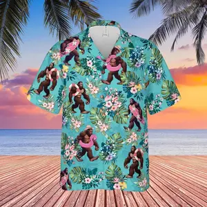 Bigf0ot Saaasquatch Hawaiian Shirt, Beach Design Summer Button Down Shirt, Tropical Aloha Shirt, Gift for Him or Her
