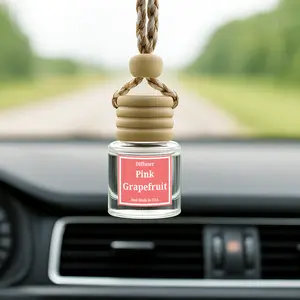 Pink Grapefruit Glass Car Diffuser – Long-Lasting Car Air Freshener Calming Scent • Up to 60 Days