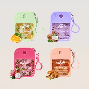 【HOT】Wish DOPAMINE TOP-PICK Hand Sanitizer Spary- Best-Selling Scents 4-Pack with Silicone Case & Keychain: The Complete Vibe Set (1.2 fl oz*4)