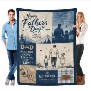 Father’s Day Sentimental Flannel Throw Blanket, “Best Dad Ever” Inspirational Quote Blanket, Ultra Soft Cozy Fleece Throw, Perfect Birthday & Holiday Gift for Dad