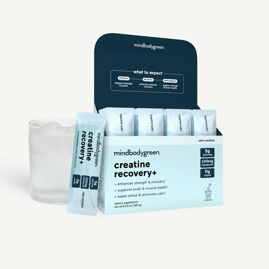 mindbodygreen creatine recovery+, 5g creatine, 100mg magnesium, 0g Sugar for Strength Boost & Magnesium Post Workout & Recovery Support