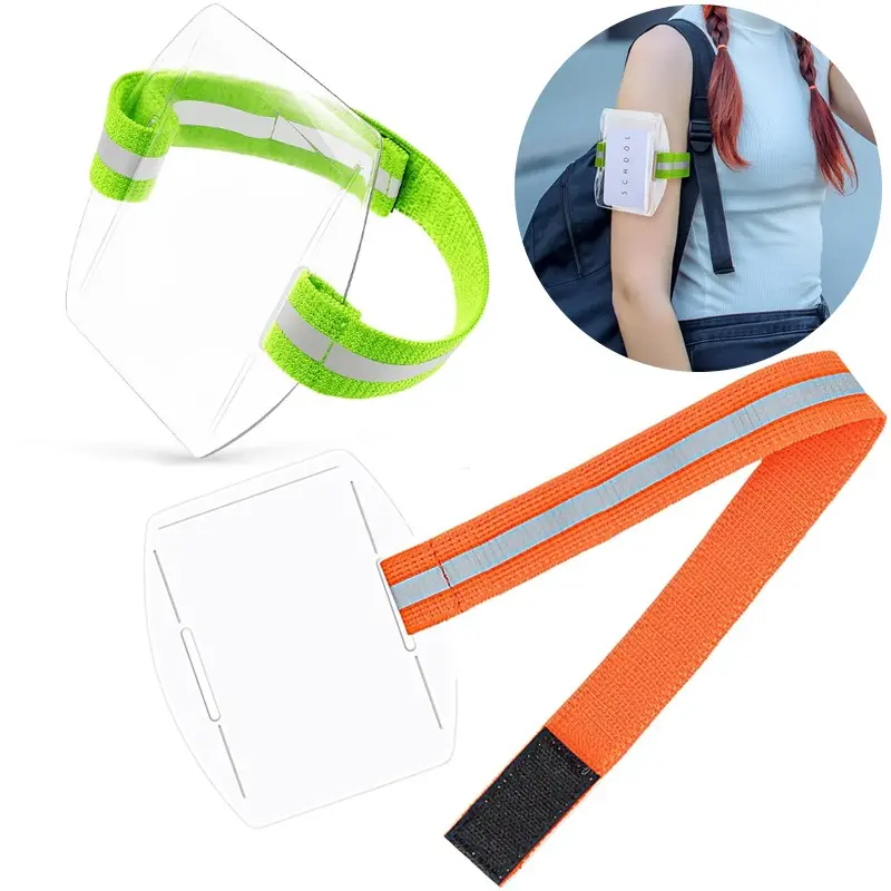 Multifunctional Arm Band Set, Adjustable ID Holder Strap (transparent Window), High Visibility PVC Arm Band, Suitable for Office Sports Employees, Sports Accessories, Outdoor, Arm Cuffs, Armband