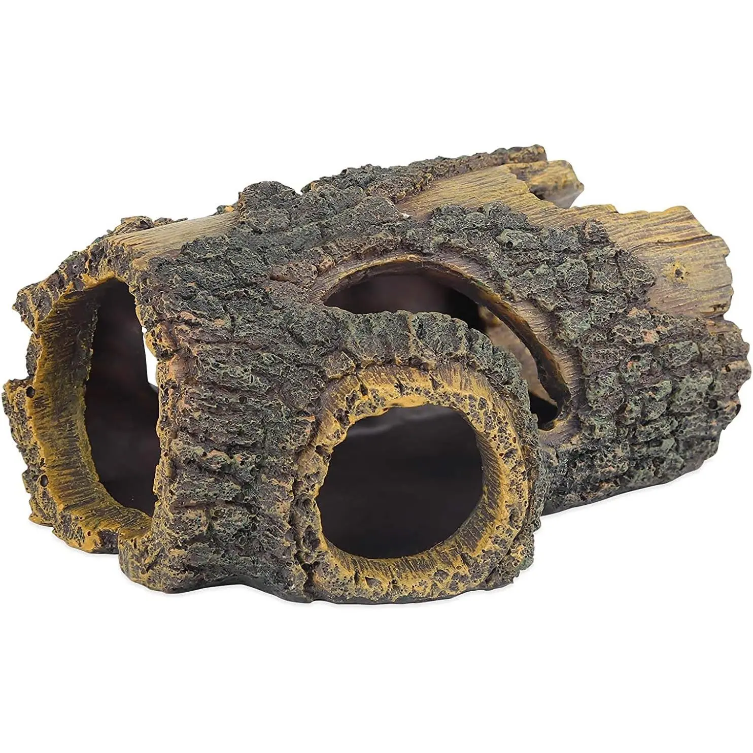 Resin Hollow Tree Trunk Betta Log Aquarium Decorations Ornament Fish House Cave Wood Decor for Small and Medium Fish Tank